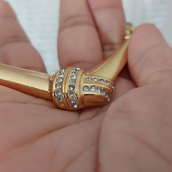 Christian Dior Crystal Embellished Gold Tone Statement Collar Necklace - Picture 5 of 9